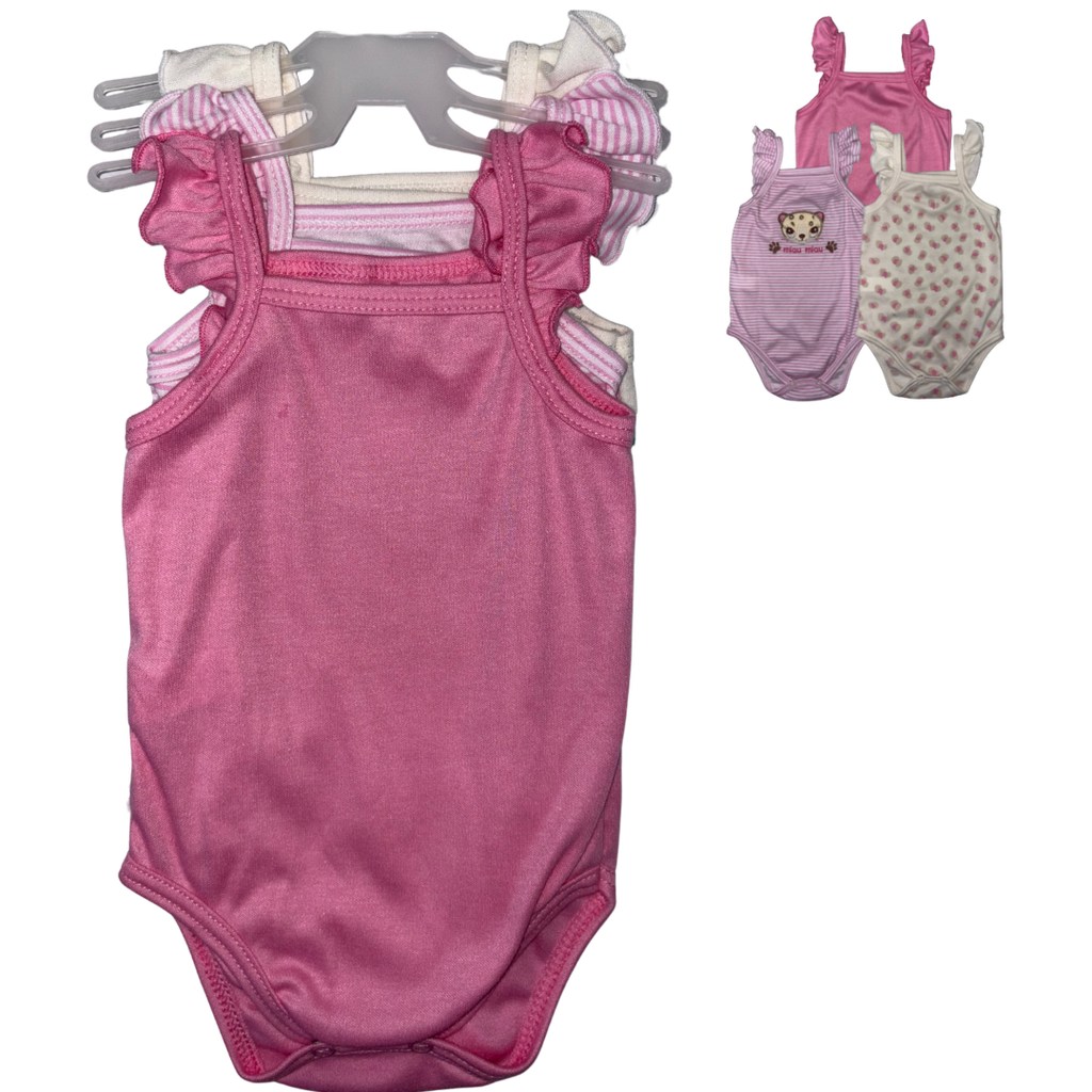 R4443 Set de Body Estampado x3 Gata Rosado-Beige Talla: 9