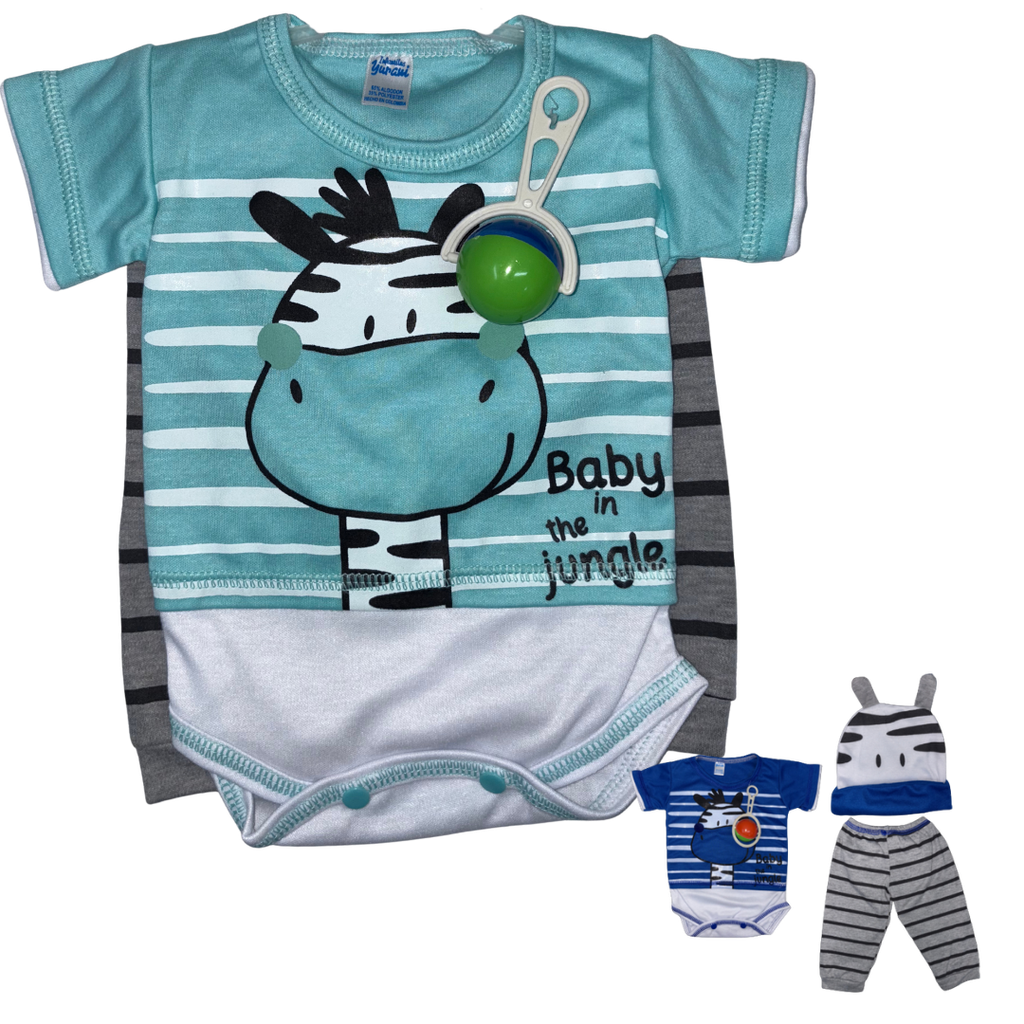 R-ecu Conjunto Malla Cebra Aguamarina/Gris Talla: Unica Niño