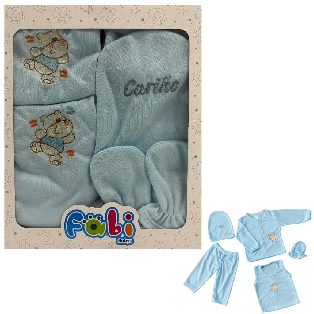 R01 Conjunto x5 Piezas Caja Pequeña Oso Azul