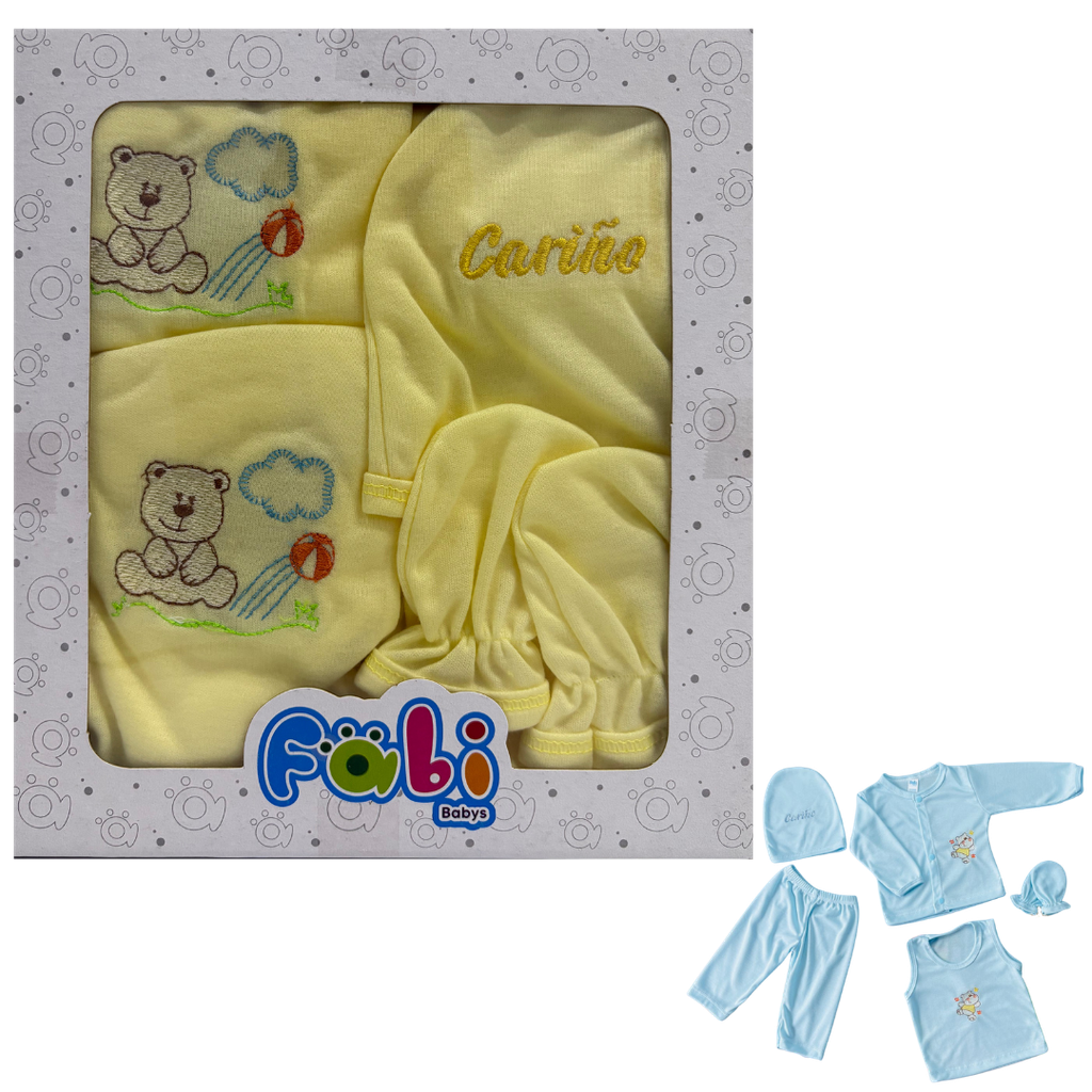 R01 Conjunto x5 Piezas Caja Pequeña Oso Amarillo