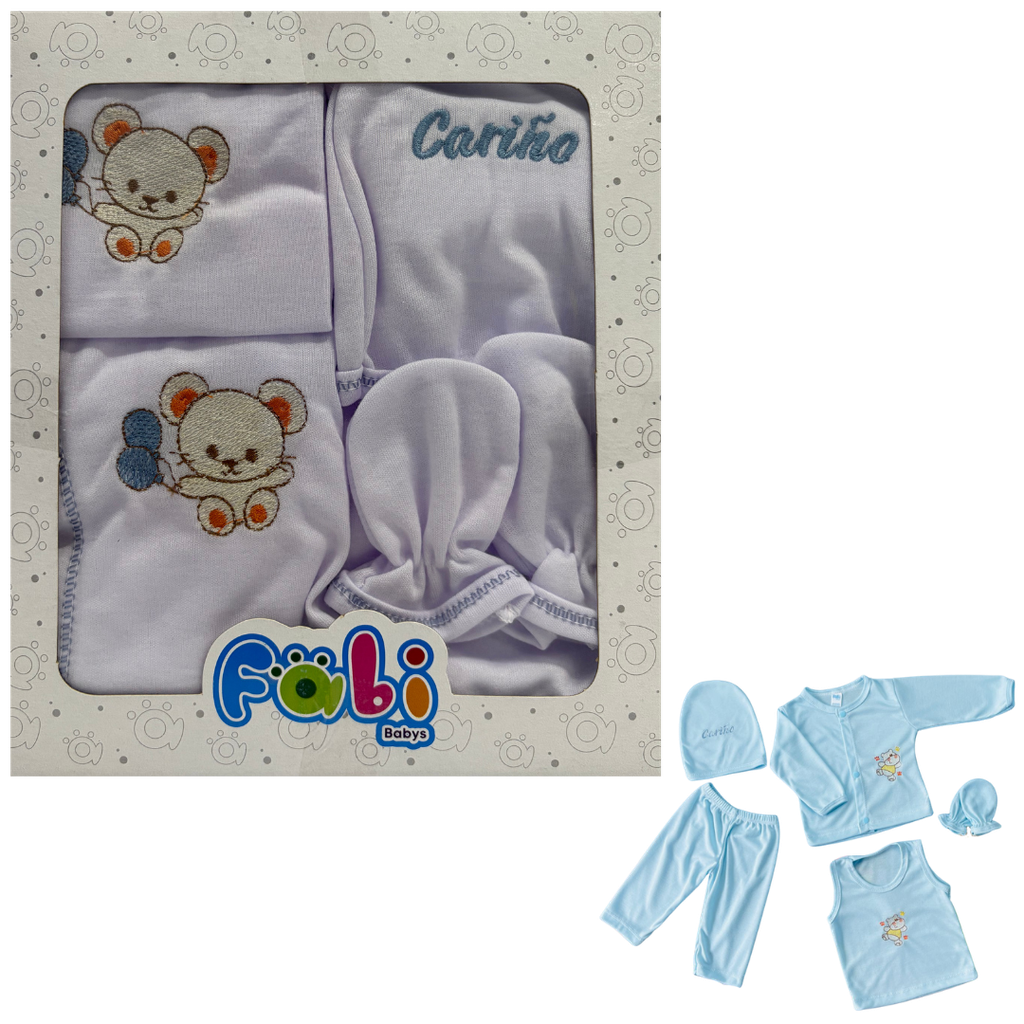 R01 Conjunto x5 Piezas Caja Pequeña Raton Blanco/Azul