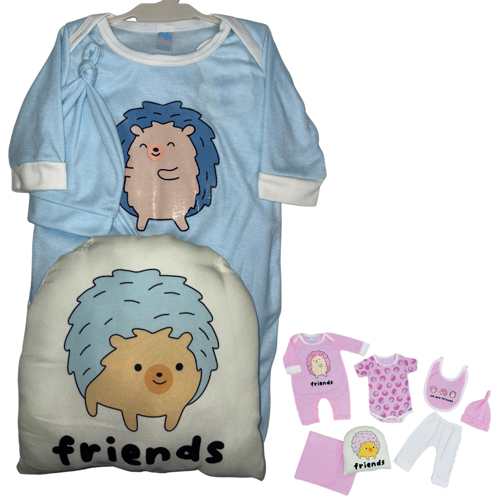 R0270 Conjunto x7 Piezas Almohada Erizo Azul