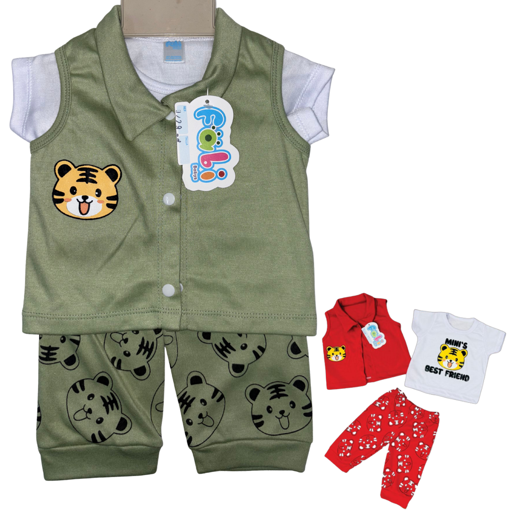 R0229 Conjunto x3 Piezas Tigre Verde