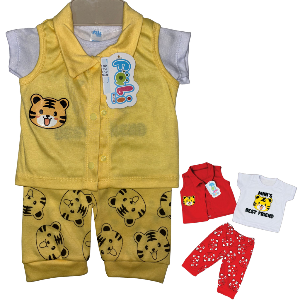 R0229 Conjunto x3 Piezas Tigre Amarillo