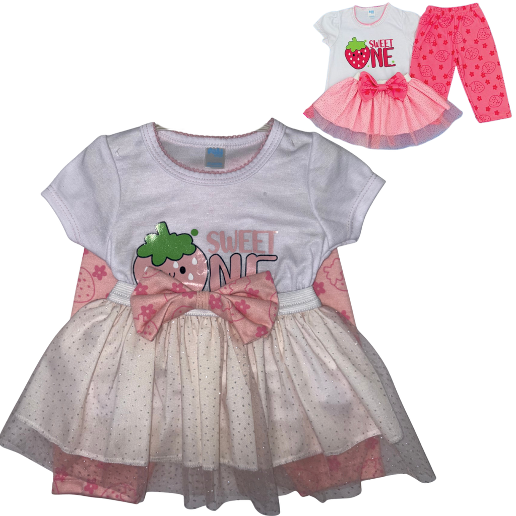 R0242 Conjunto x3 Piezas Vestido Fresa Salmon