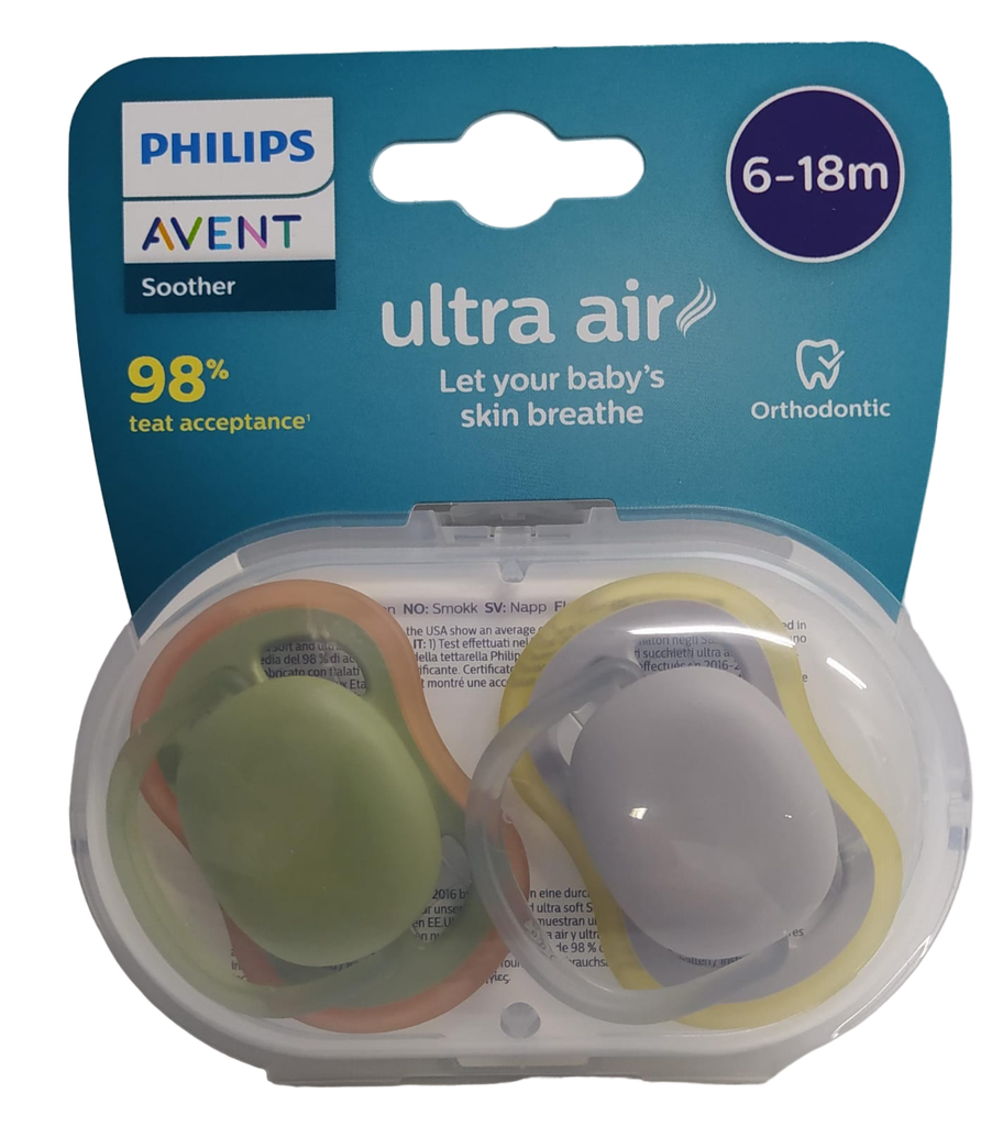 ACC Chupo Entretenedor AVENT Mamila x2 Unidades 6-18m Verde-Gris