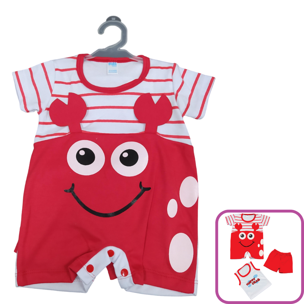 R0160 Conjunto Cangrejo x3 Piezas Rojo