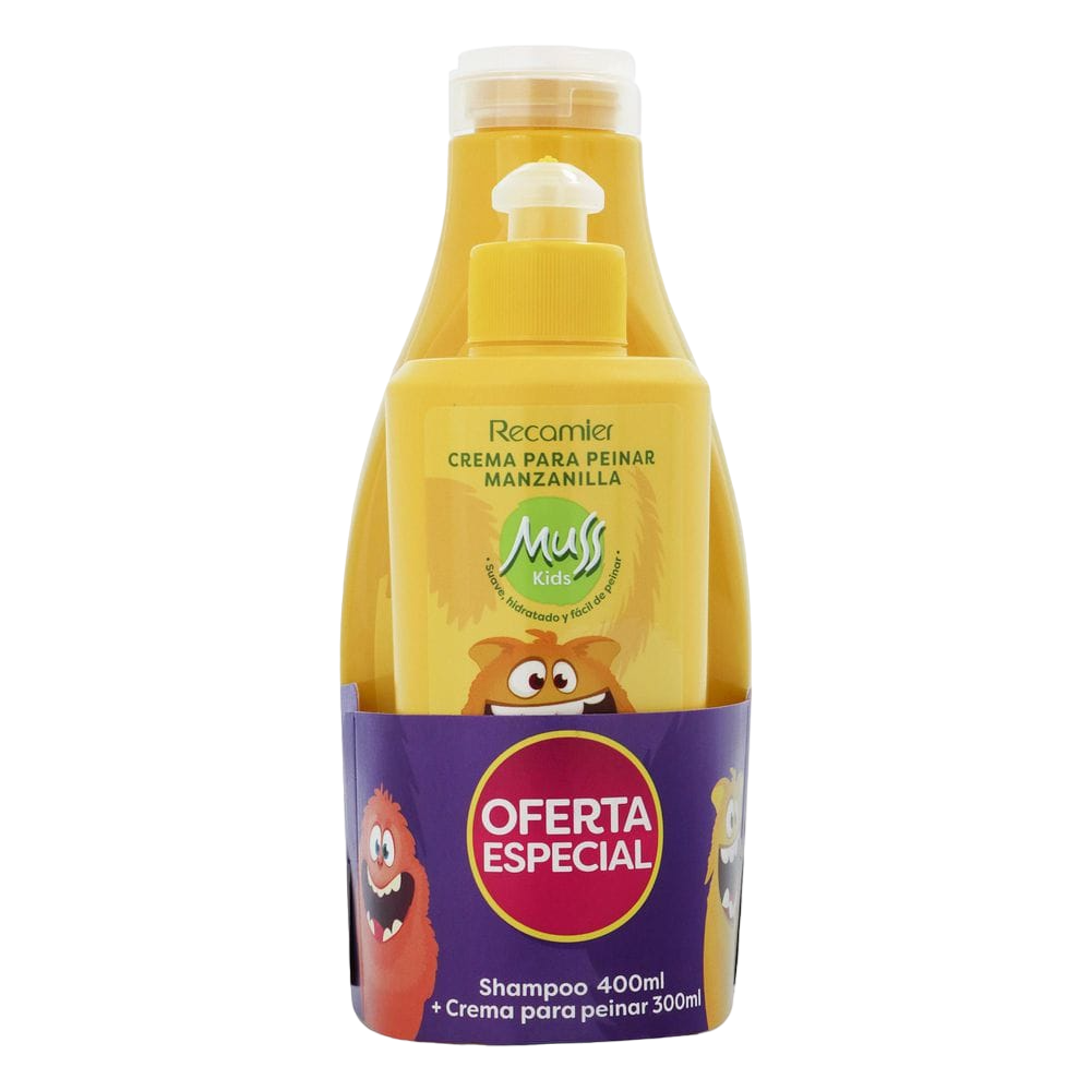 Shampoo Muss Kids Manzanilla 400ml + Crema peinar Manzanilla 300g OFERTA