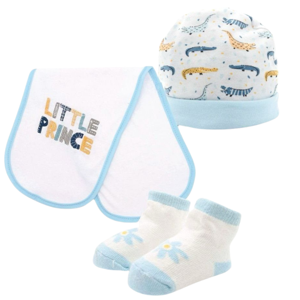 ACC Set 3 Piezas Gorro + Babero + Medias Azul 77083