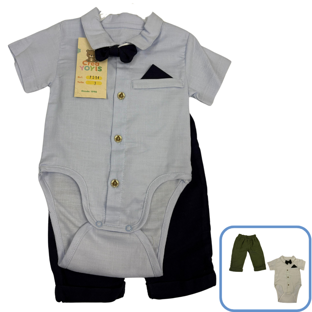 R7514 Conjunto Smoking x3 Piezas Azul Talla: 3