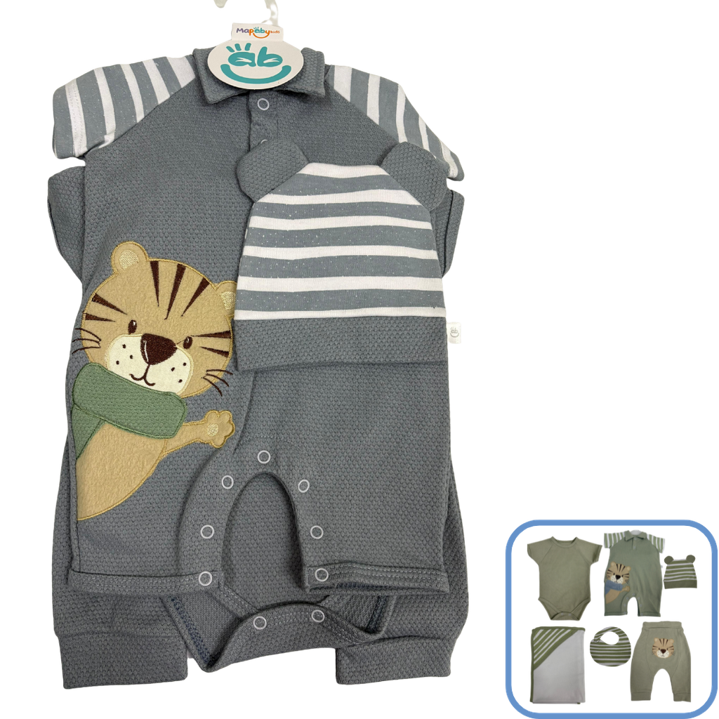 R7056 Primer Día Niño Tigre (Línea Premium) Gris Talla:Única
