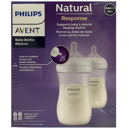 [3837] ACC Tetero Avent Natural SCY903-02 9onz 1m+ x2 Unid Transparente Flujo #3