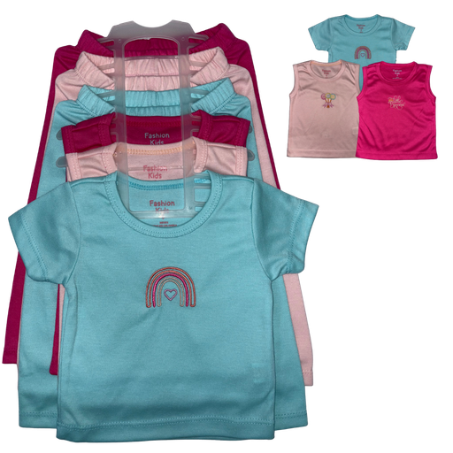 [4150] R1063 Trio Multiusos x6 Piezas Arcoiris Azul-Salmon-Fucsia Talla: 12