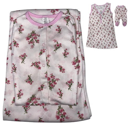 [4171] R4018 Pijama Mamá y Bebé Rosado Talla: S