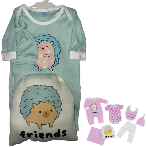 [4298] R0270 Conjunto x7 Piezas Almohada Erizo Verde