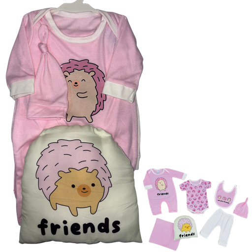 [4302] R0270 Conjunto x7 Piezas Almohada Erizo Rosado