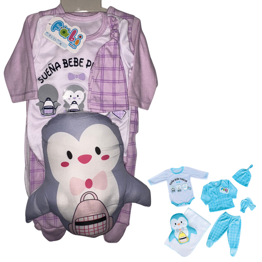 [4307] R0153 Conjunto x7 Piezas Almohada Pingüino Lila 