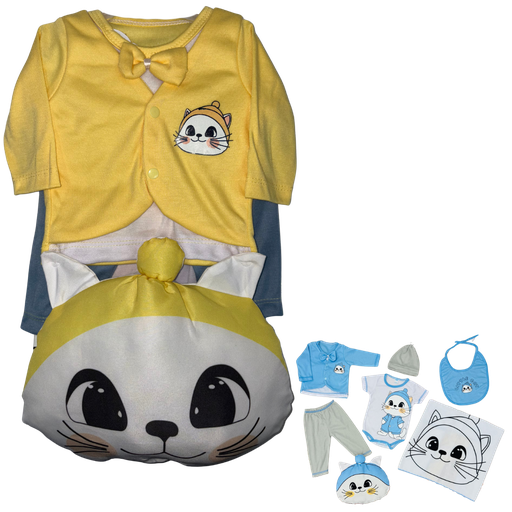 [4316] R0186 Conjunto x7 Piezas Almohada Gato Amarillo