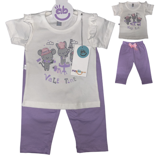 [4809] R8003 Pijama Ratona (Línea Premium)  Niña Lila Talla: 18-24