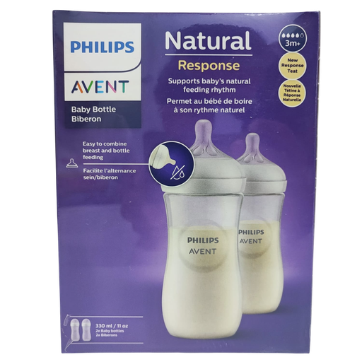 [2955] ACC Tetero Avent Natural 11onz 3m+ x2 Unidades Transparente