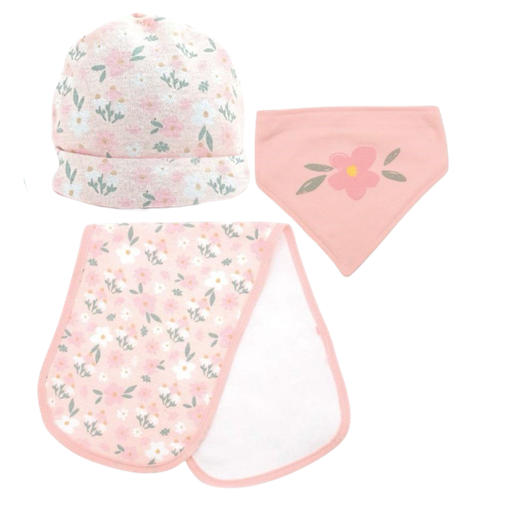 [3263] ACC Set 3 piezas Gorro + Pañuelo + Babero 76942 Rosado
