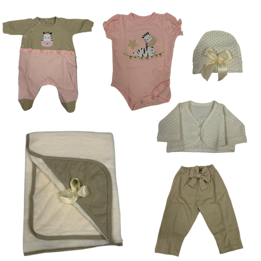 [3519] R7062 Primer Día Zebra (Línea Premium) Rosado Beige Talla:Única