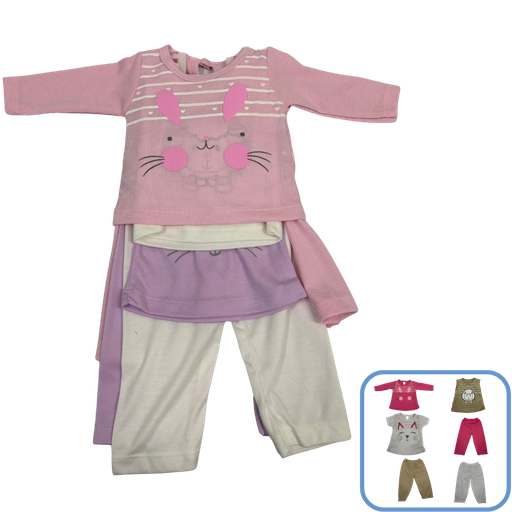 [3557] R0075 Trio Multiusos x6 Piezas Rosado-Blanco-Morado Talla:Unica