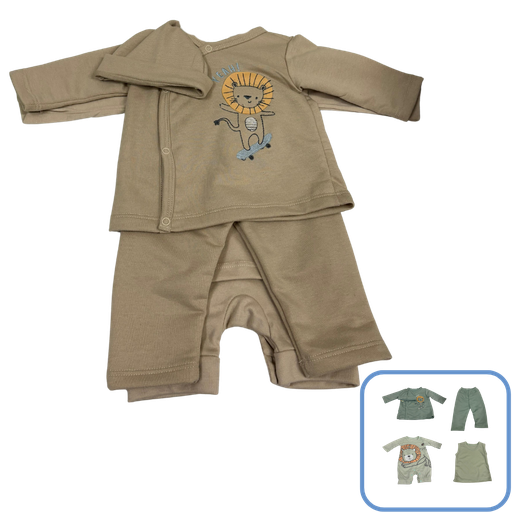 [3583] R12159 Primer Dia Leon x5 Piezas Beige Talla:Unica