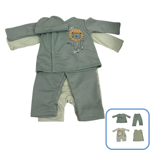 [3584] R12159 Primer Dia Leon x5 Piezas Verde Talla:Unica