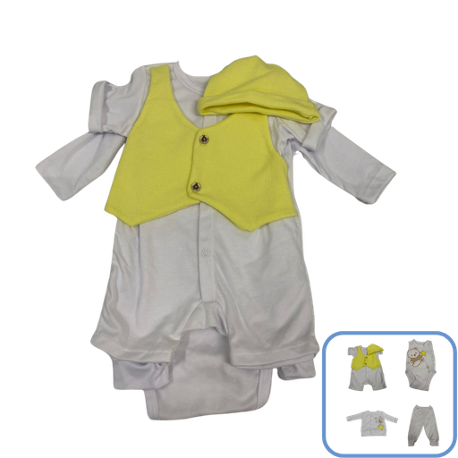 [3585] R12184 Primer Dia Osito x5 Piezas Amarillo Talla:Unica