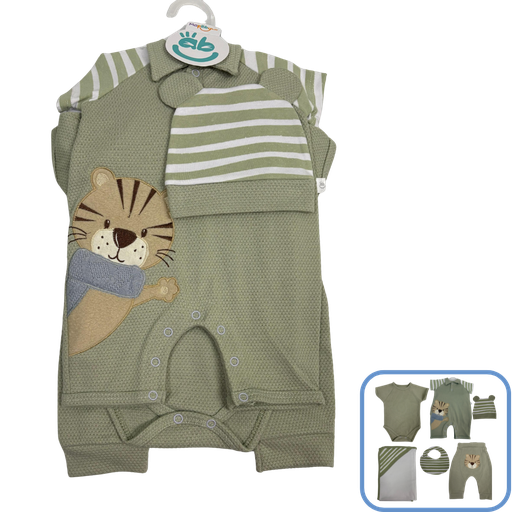 [3712] R7056 Primer Día Niño Tigre (Línea Premium) Verde Talla:Única