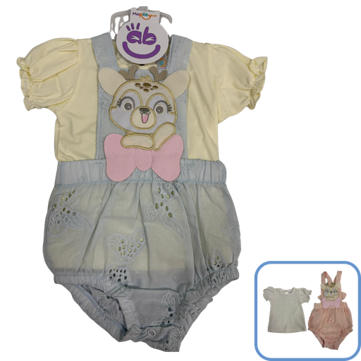 [3719] R7079 Asoleador Ojalillo Corbata Azul-Crema Talla:12-18