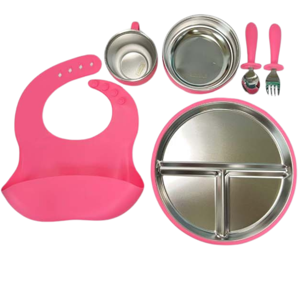 ACC Set de Alimentación de Acero Inoxidable/Silicon BXGTZ Rosado