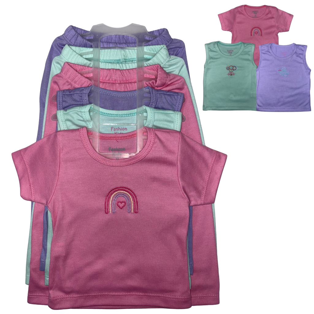 R1063 Trio Multiusos x6 Piezas Arcoiris Rosado-Aguamarina-Lila Talla: 12