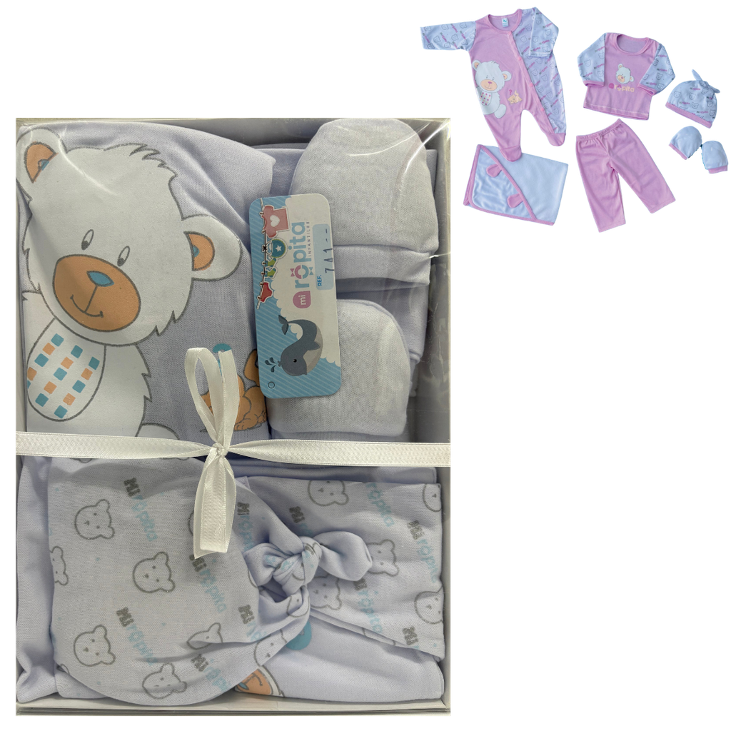 R741 Conjunto x6 Piezas Caja Oso Blanco Niño