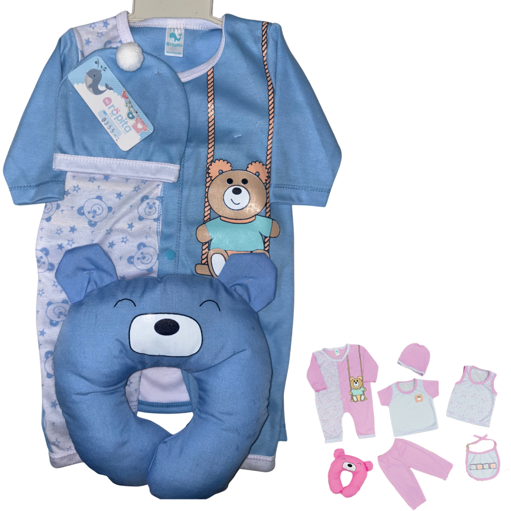R0355 Conjunto x7 Piezas Almohada Oso Azul