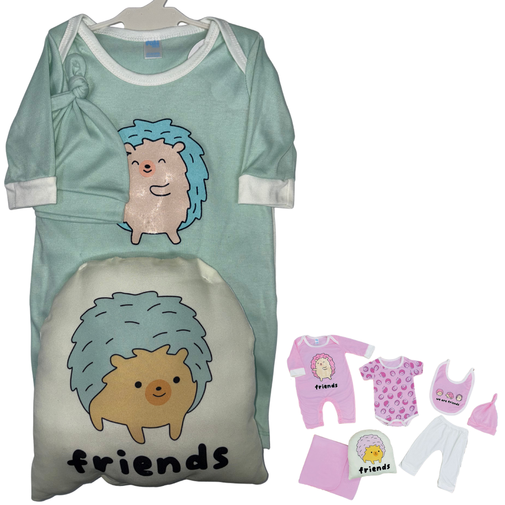 R0270 Conjunto x7 Piezas Almohada Erizo Verde