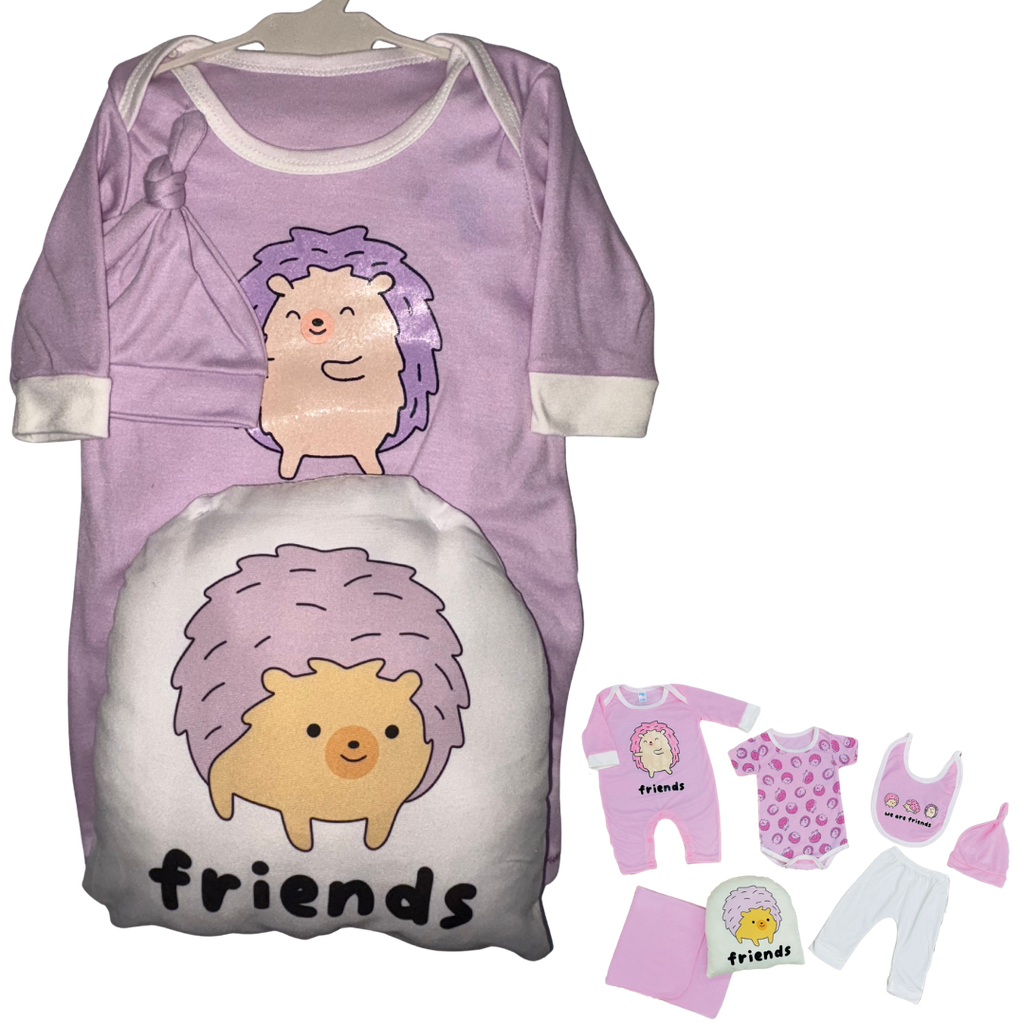 R0270 Conjunto x7 Piezas Almohada Erizo Lila