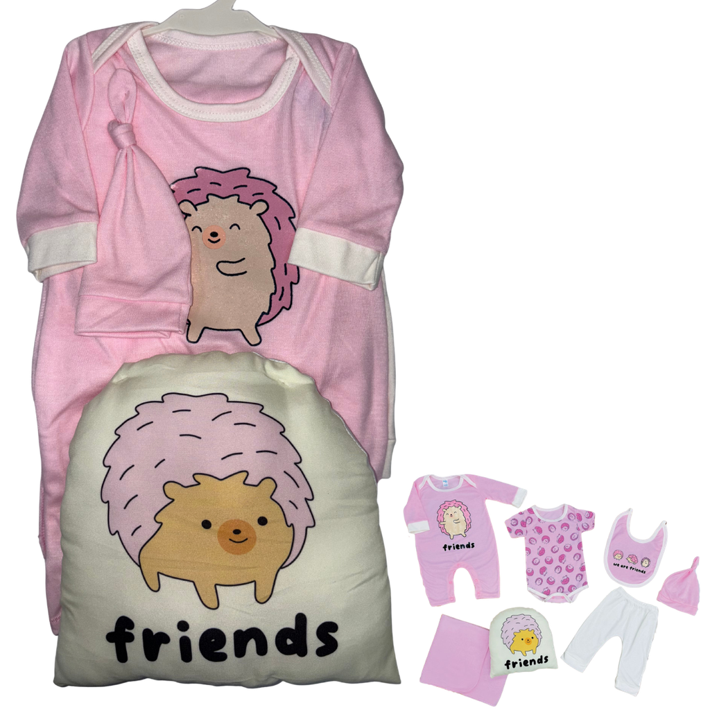 R0270 Conjunto x7 Piezas Almohada Erizo Rosado