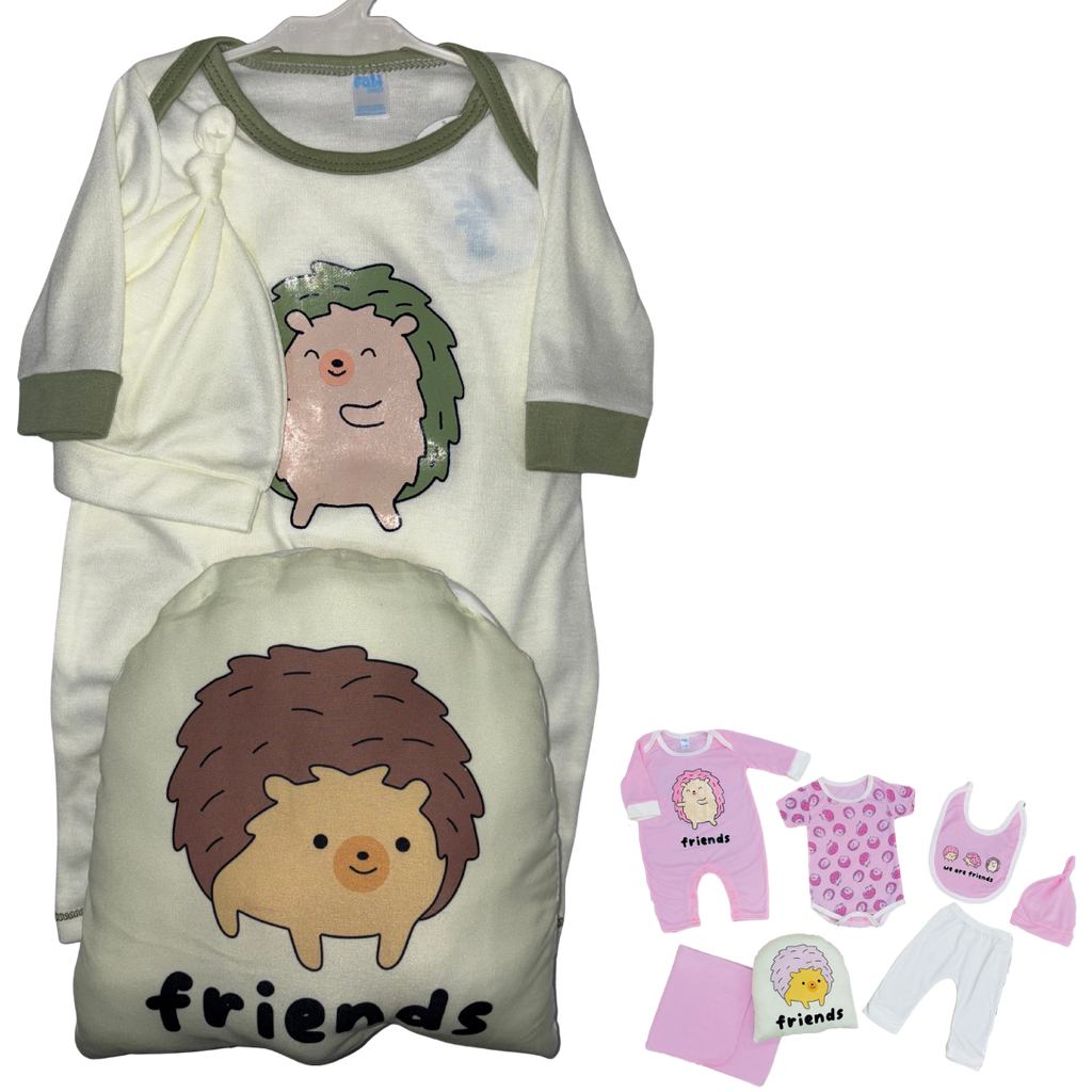 R0270 Conjunto x7 Piezas Almohada Erizo Beige