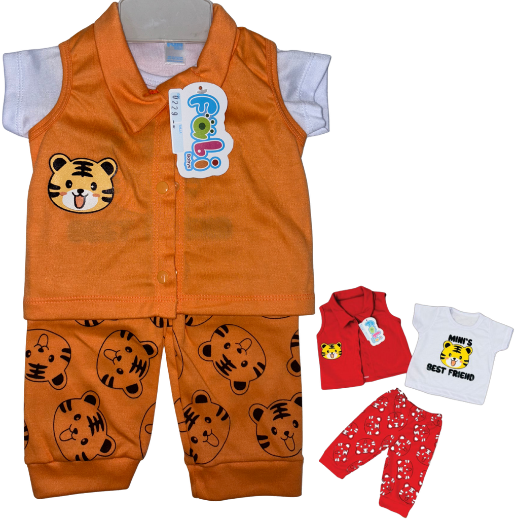 R0229 Conjunto x3 Piezas Tigre Naranja