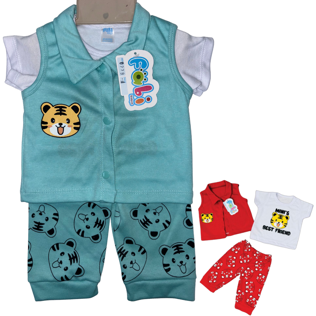 R0229 Conjunto x3 Piezas Tigre Aguamarina