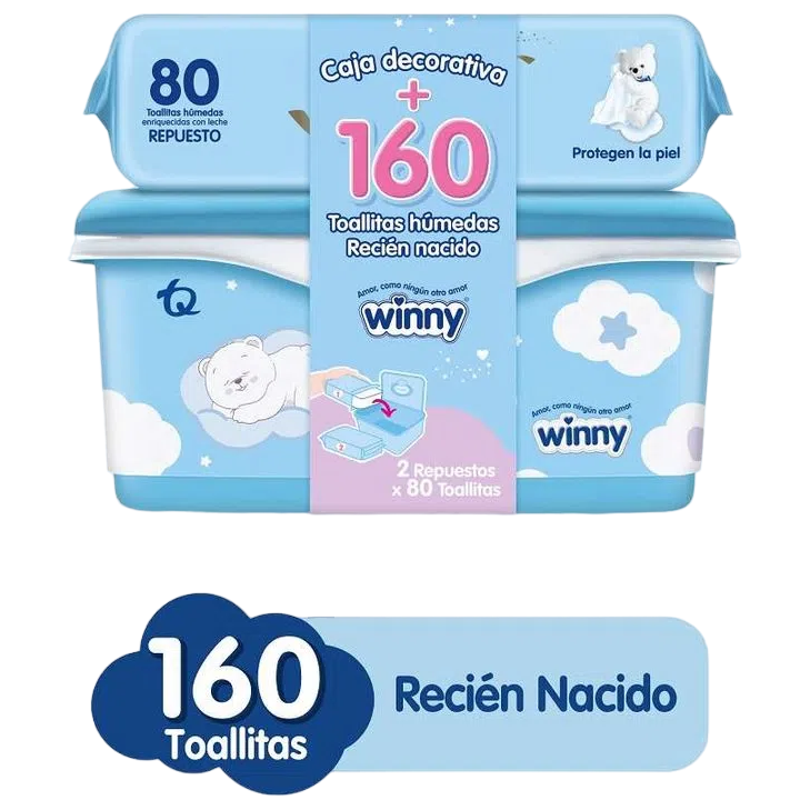 Humedos Winny Sensitive Recien Nacido *160 (80+80) + CAJA