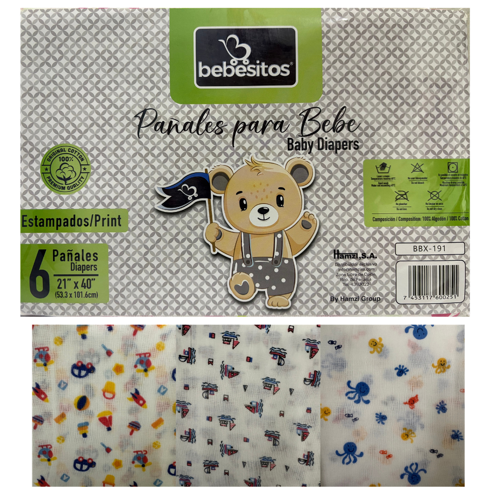 ACC Pañales de Tela BBX190 53x101cm x6 Unidades Niño