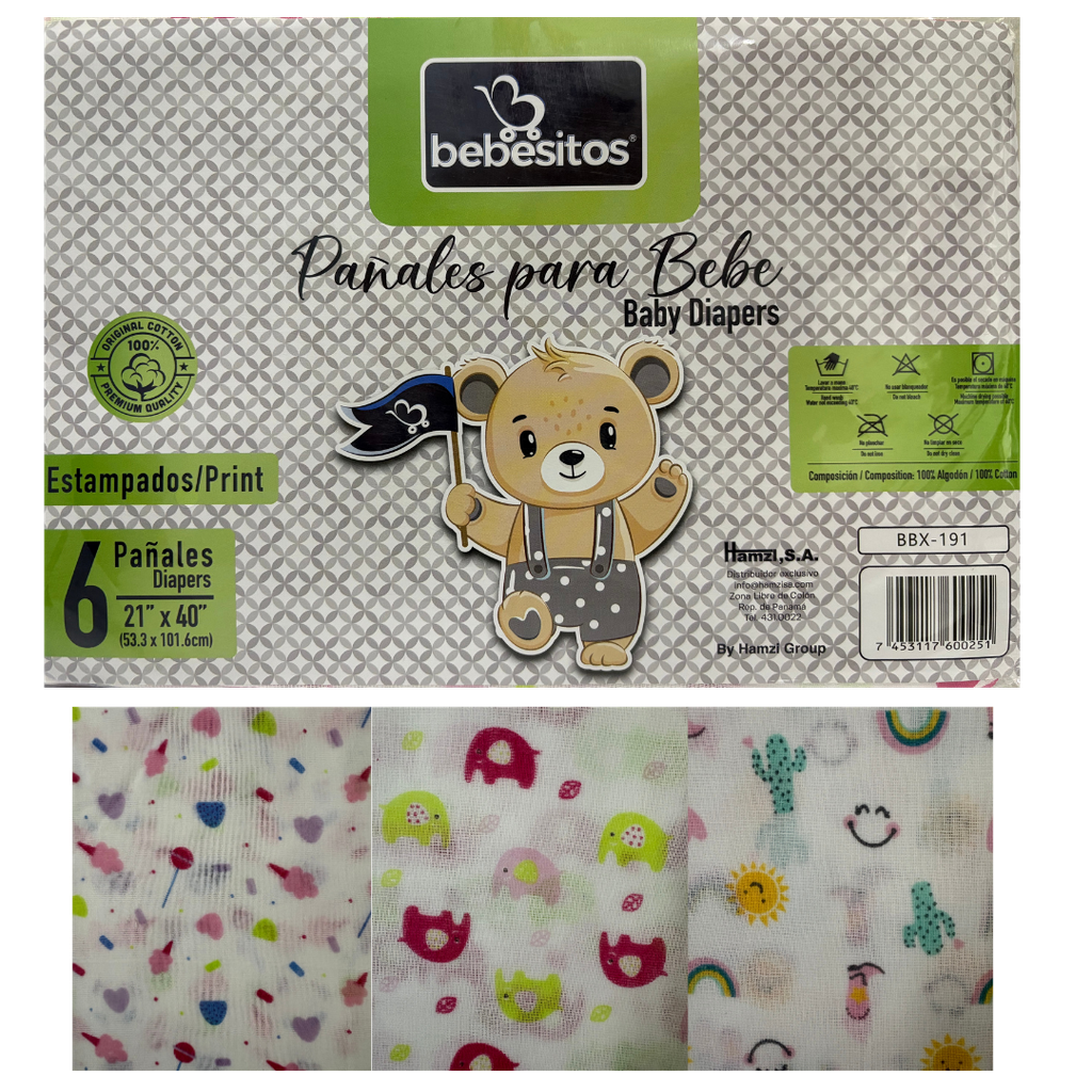 ACC Pañales de Tela BBX191 53x101cm x6 Unidades Niña