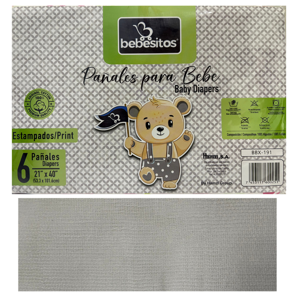 ACC Pañales de Tela BBX192 53x101cm x6 Unidades Blanco