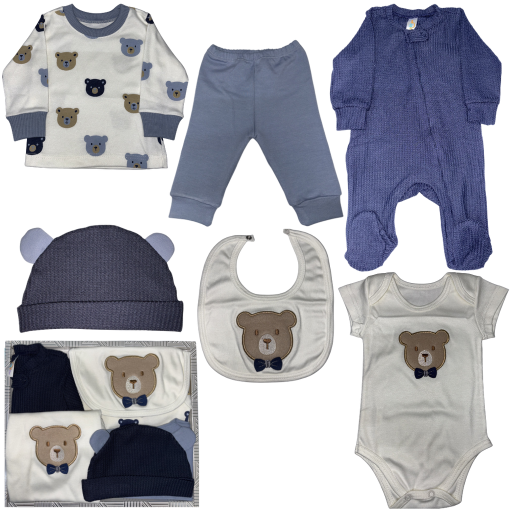 R8031 Primer Día Niño Osos Multicolor (Línea Premium) Azul Talla:Única
