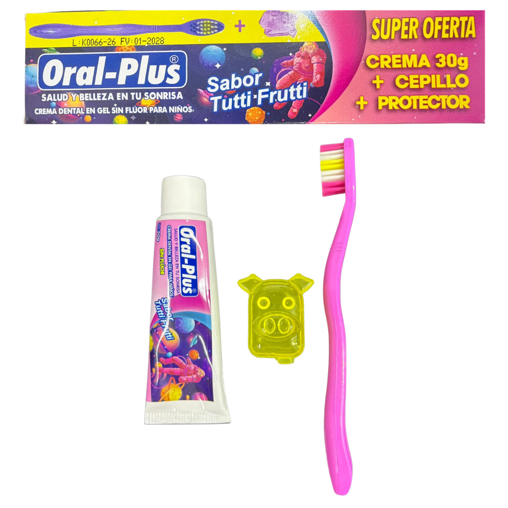 ACC Cepillo Cristal Niña + Protector + Crema SIN Fluor 30g 2-6 años- Oral Plus