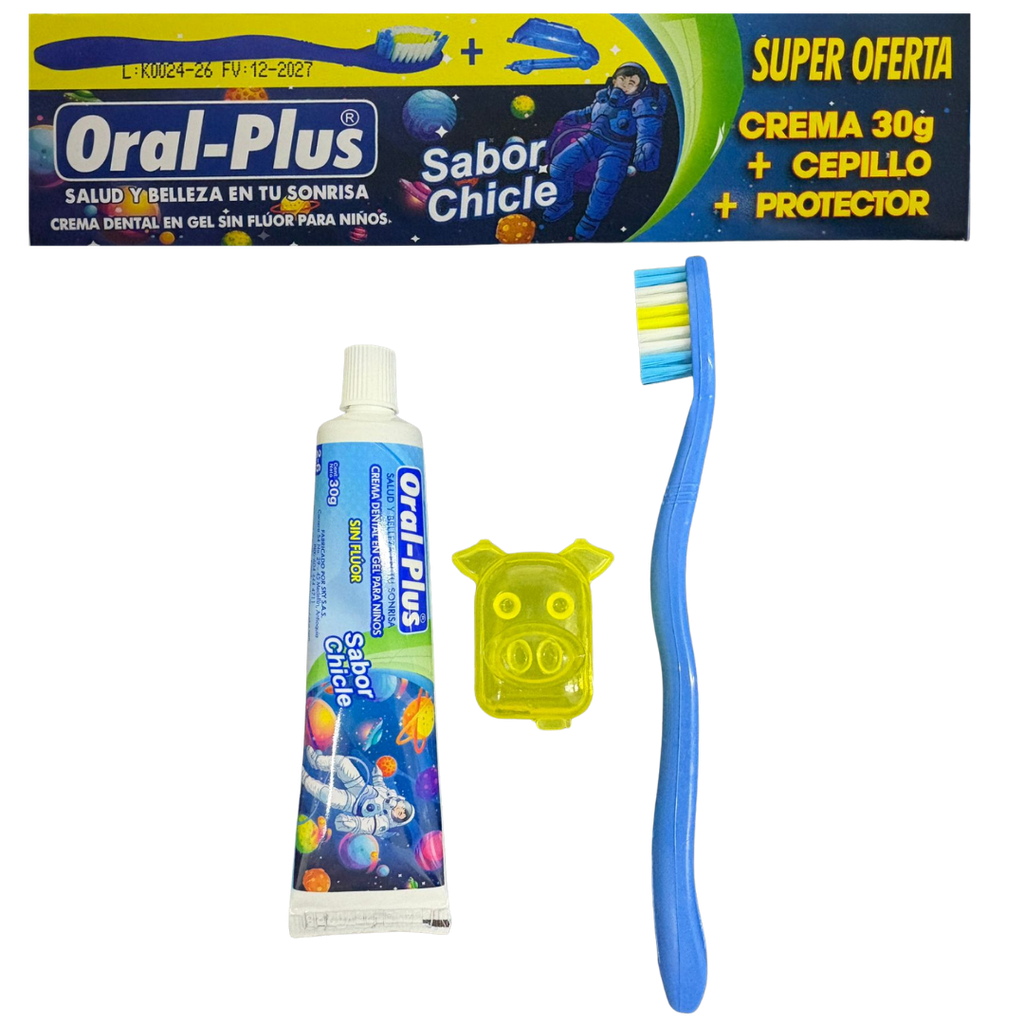 ACC Cepillo Cristal Niño + Protector + Crema SIN Fluor 30g 2-6 años- Oral Plus