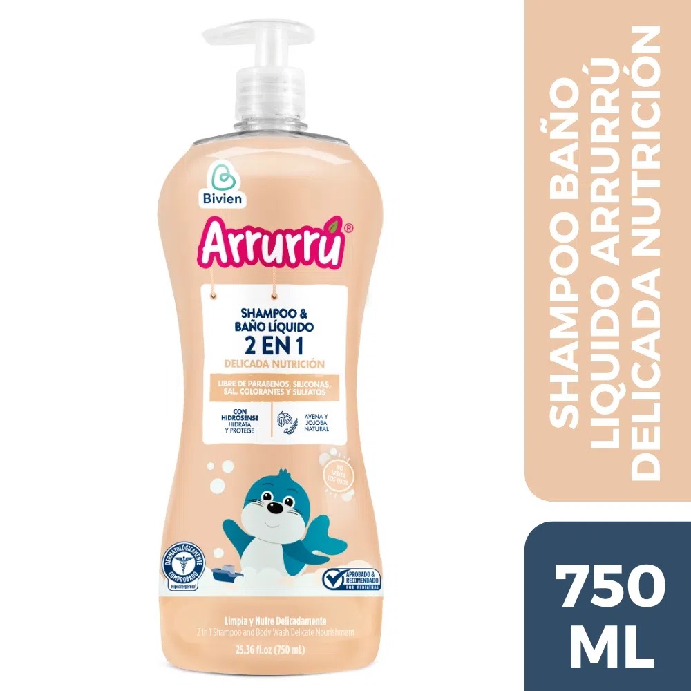 Shampoo Arruru 2 en 1 Delicada Nutrición Avena y Jojoba 750ml